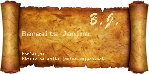 Barasits Janina névjegykártya